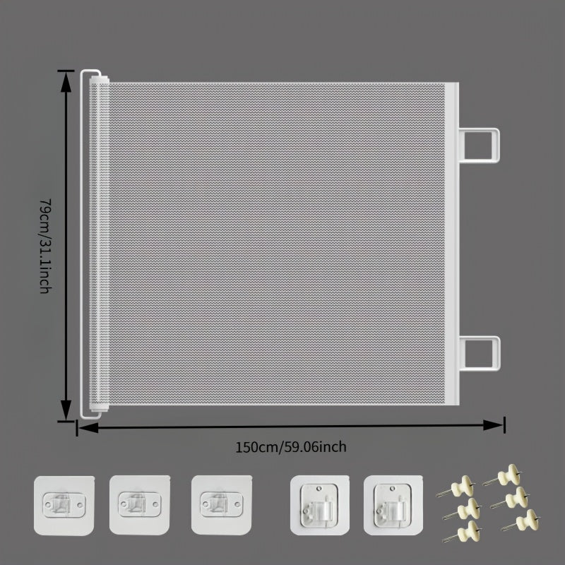 Retractable Mesh Pet Gate for Dogs and Cats - No Drill Easy Install Safety Gate for Stairs Doors Rooms, Indoor Outdoor Dog Gate Stair Guard for Home Office Hallway