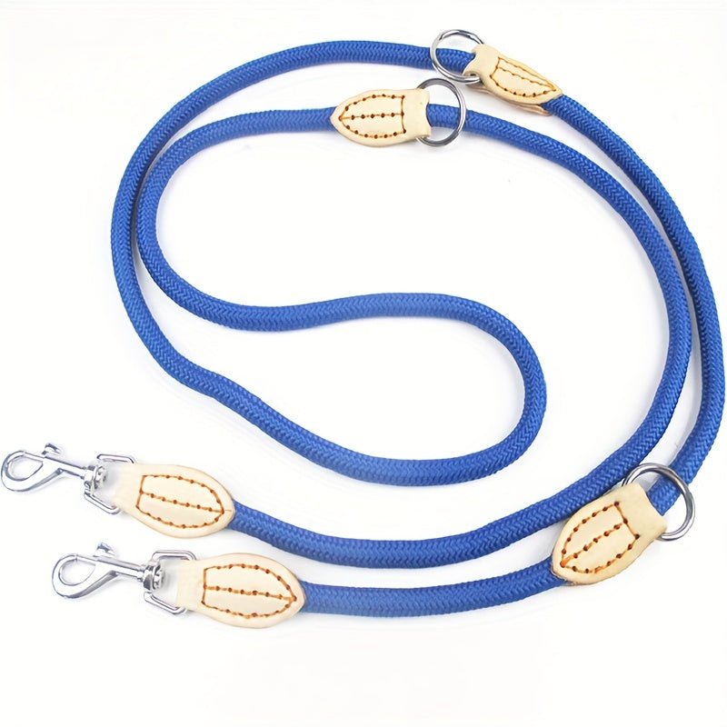 Dual Head Dog Leash for 2 Dogs – Hands-Free Multifunctional Round Rope Leash for Small Medium Large Dogs – Outdoor Running Training Coupler Leash for Walking Two Dogs at Once