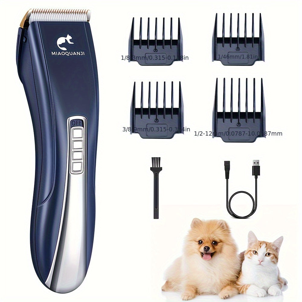 Professional Pet Grooming Clipper USB Rechargeable Cordless Low-Noise Electric Dog Cat Hair Trimmer for All Breeds Home Salon Use Black Blue